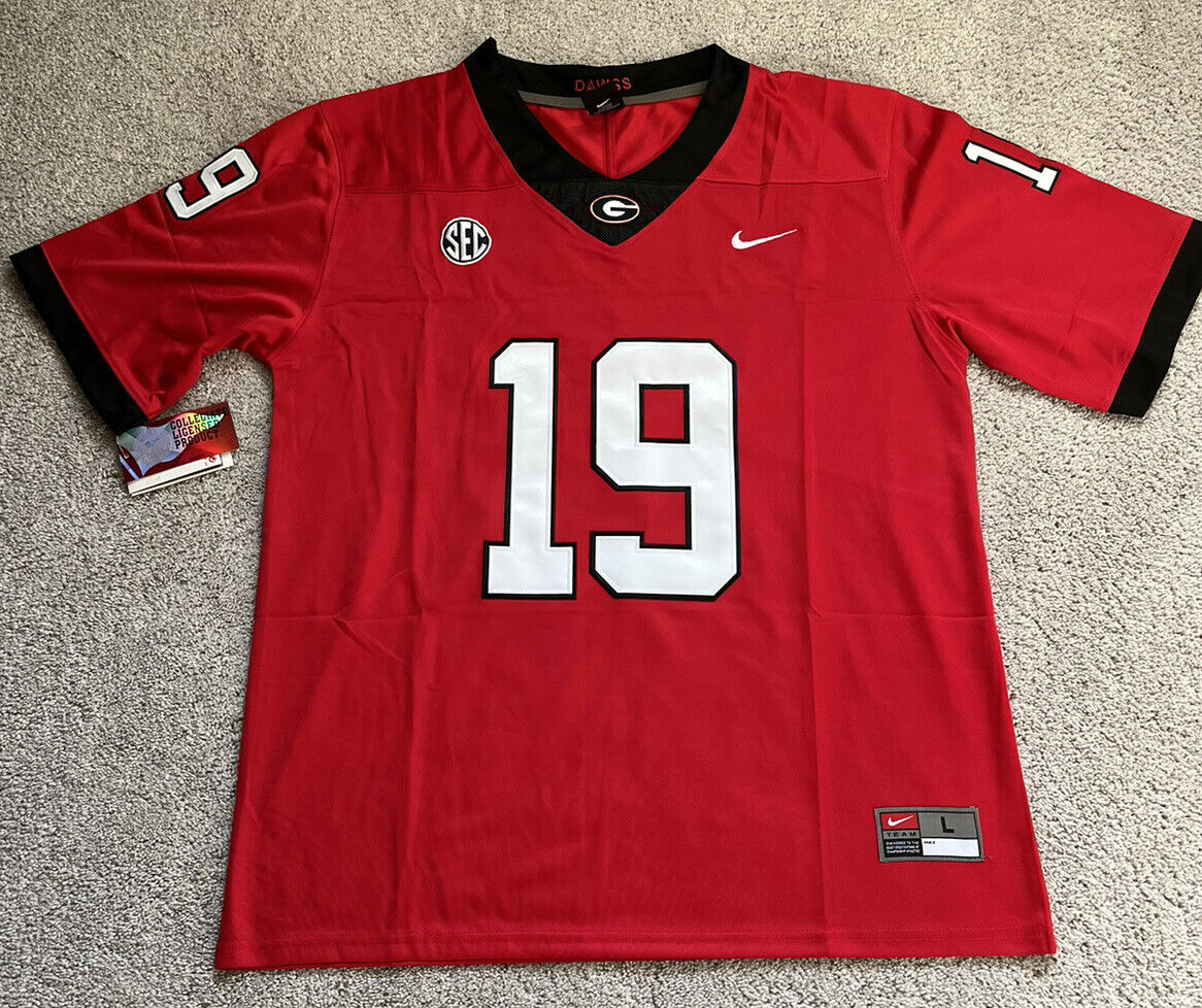 Georgia Bulldogs Brock Bowers 2021-22 CFP National Champions Jersey #19 Red Uniform photo review