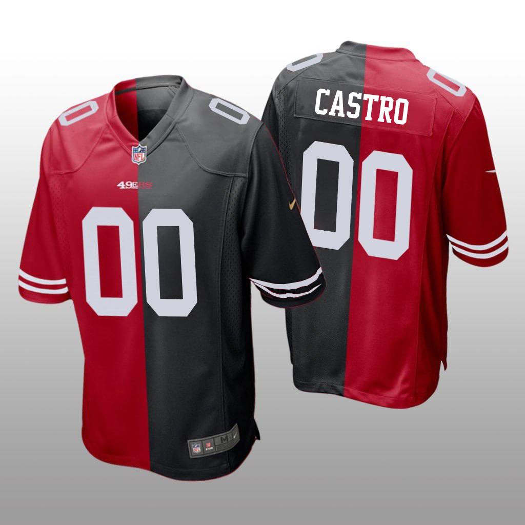 6053080921776702410 San Francisco 49ers Red Black Two Tone Jersey Split – Men’s - Image 1