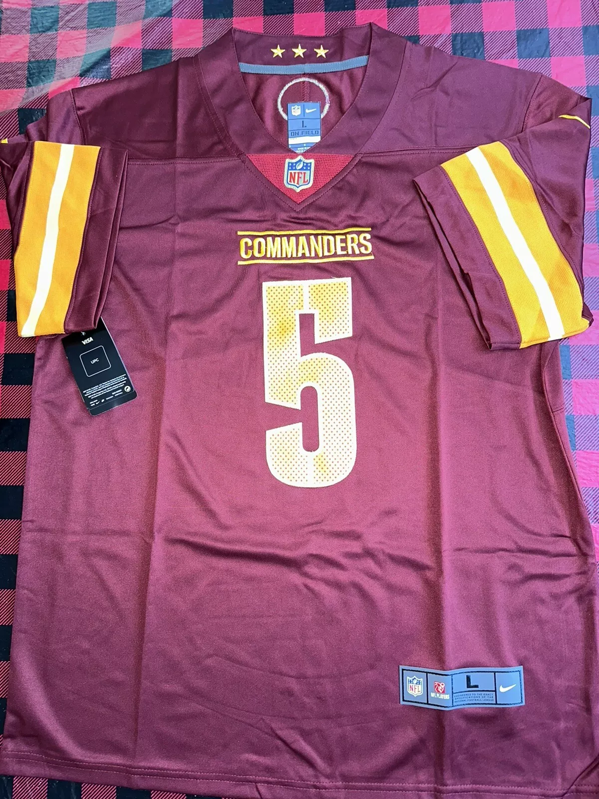 Washington Commanders 90th Anniversary Patch Vapor Custom Burgundy Jersey - All Stitched photo review