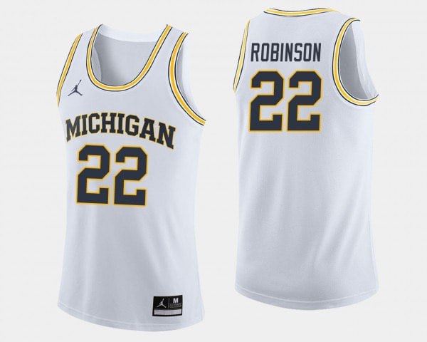 6262627123403542175 Duncan Robinson Michigan Wolverines White Jersey - Image 1